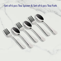 Meyer High-Gloss Stainless Steel 6pcs Tea Spoon and 6pcs Tea Fork Set