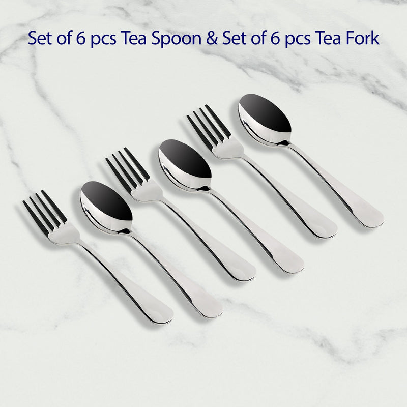 Meyer High-Gloss Stainless Steel 6pcs Tea Spoon and 6pcs Tea Fork Set