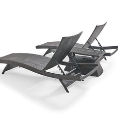 Curro Outdoor Swimming Poolside Lounger (Set of 2) With 1 Side Table (Brown)