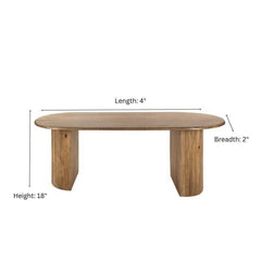 Modern Oval Coffee or Centre Table | Textured Slat Legs Sleek Oval Shape | Acacia Wood | 18x4x2 in | Light Acacia | Living Room