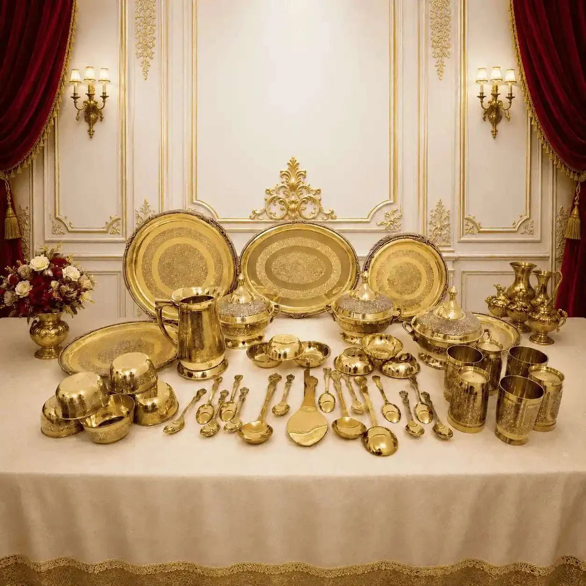 Brass Luxury Dinner Serving Set