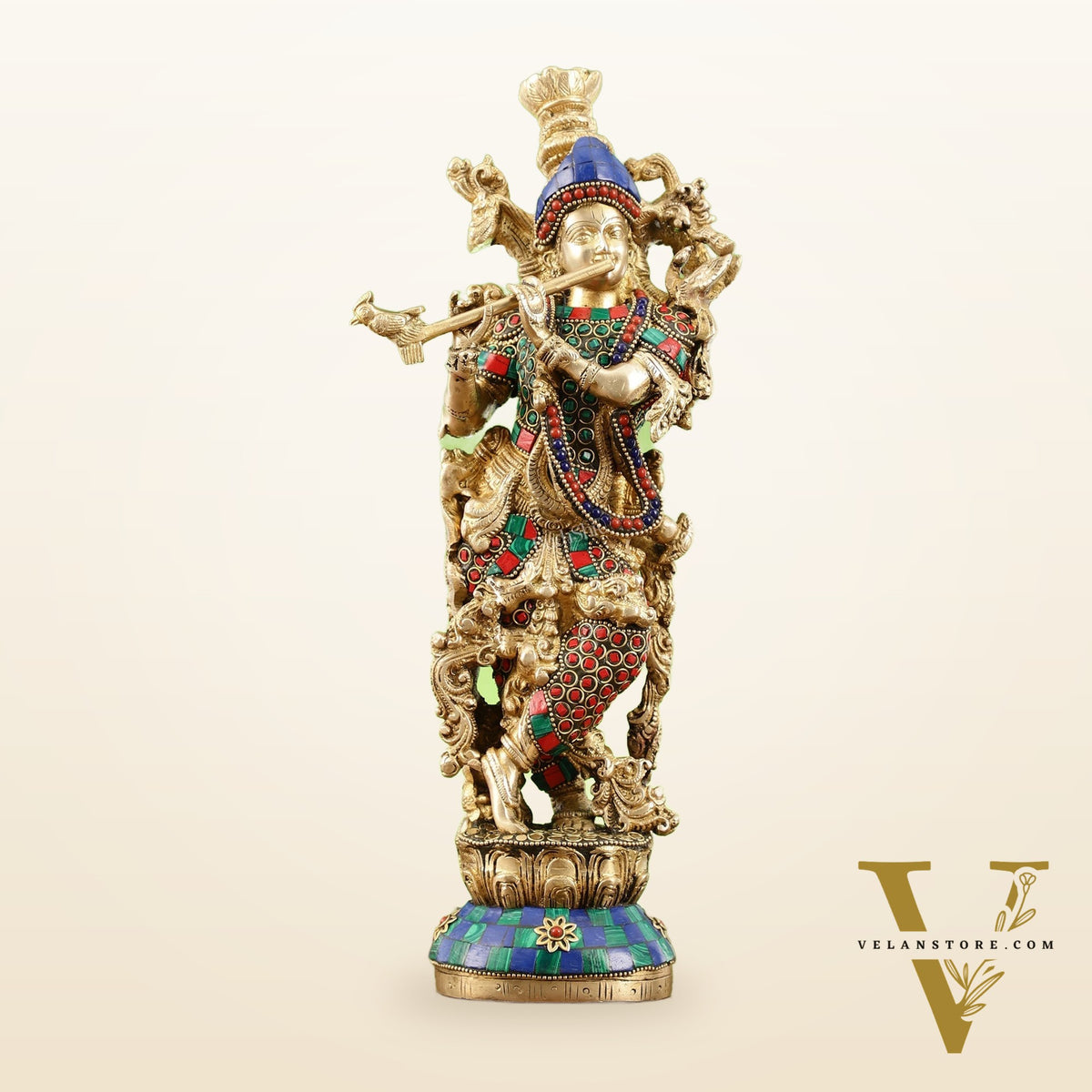 The Brass Krishna Statue - Divine Handcrafted Masterpiece | 14 inch