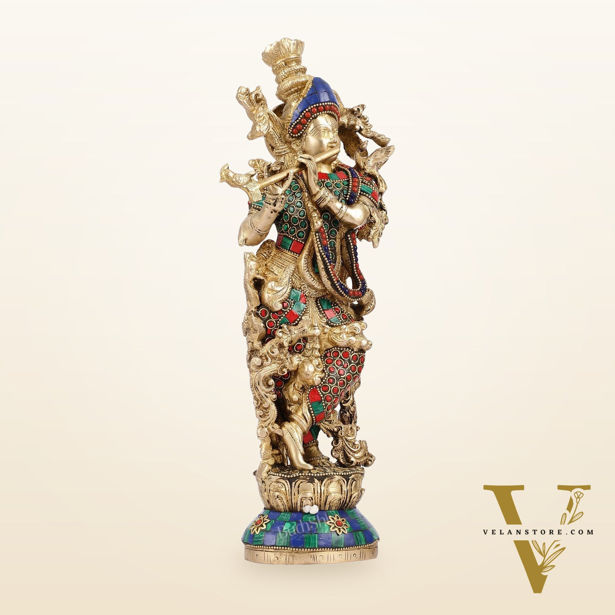 The Brass Krishna Statue - Divine Handcrafted Masterpiece | 14 inch