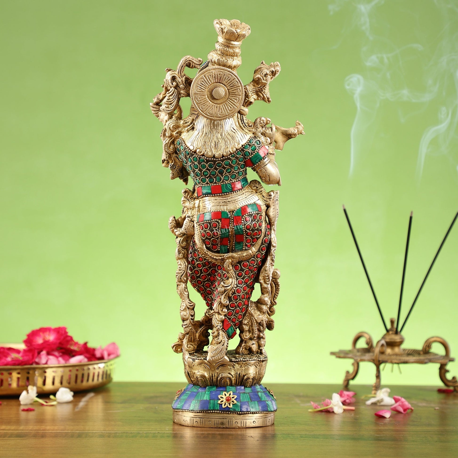 The Brass Krishna Statue - Divine Handcrafted Masterpiece | 14 inch