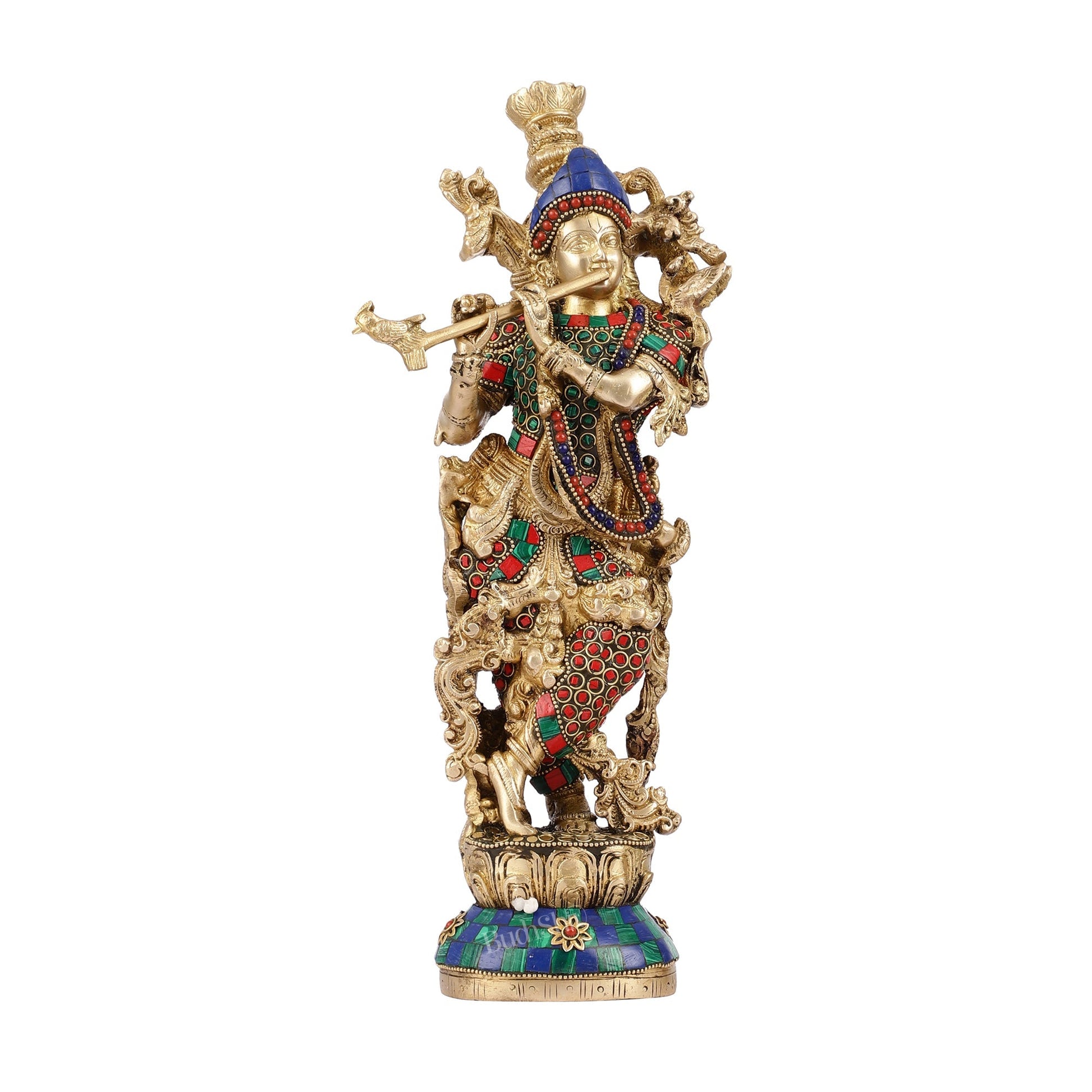 The Brass Krishna Statue - Divine Handcrafted Masterpiece | 14 inch