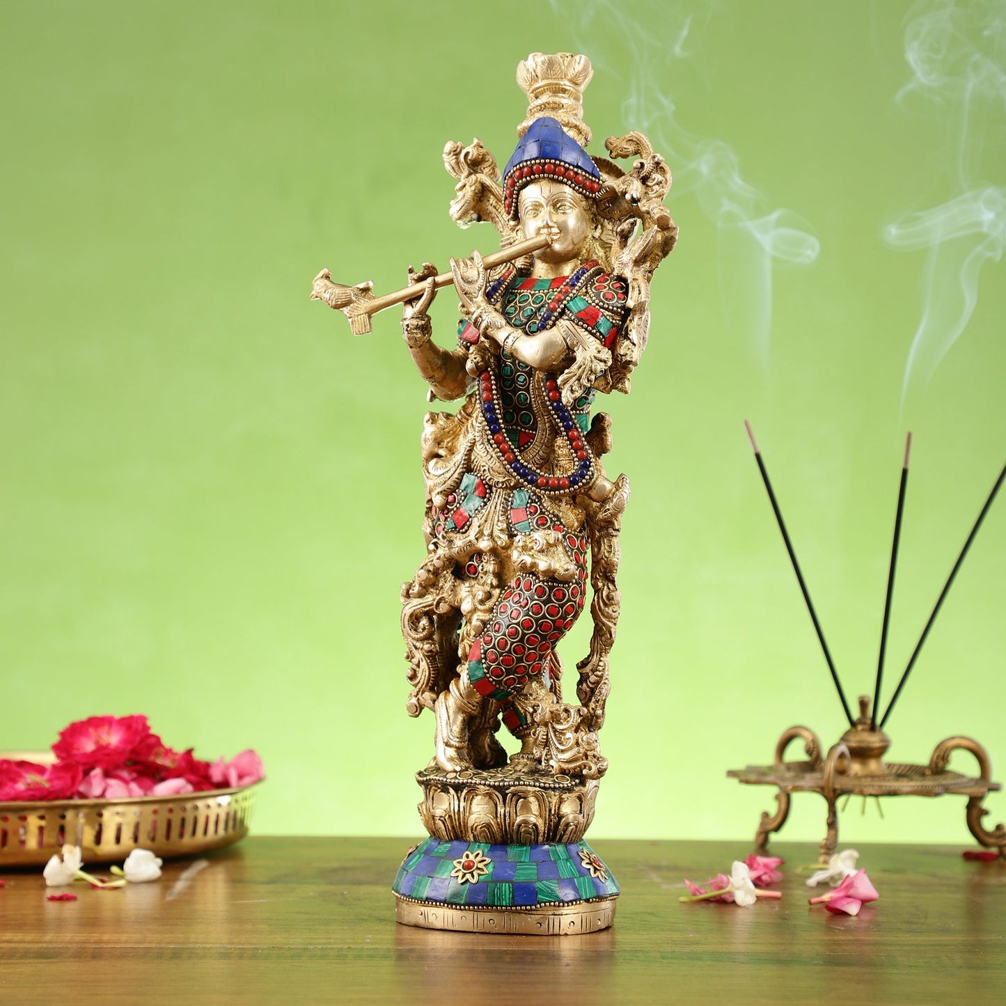 The Brass Krishna Statue - Divine Handcrafted Masterpiece | 14 inch