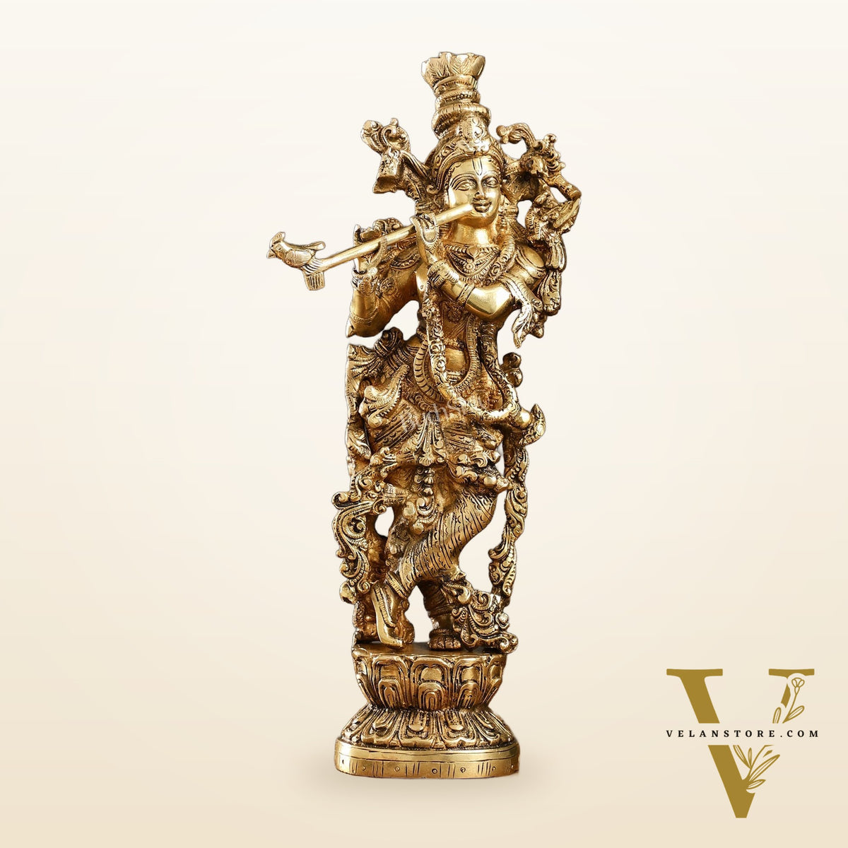 The Brass Krishna Statue - Divine Masterpiece of Lord Krishna | 14 inches