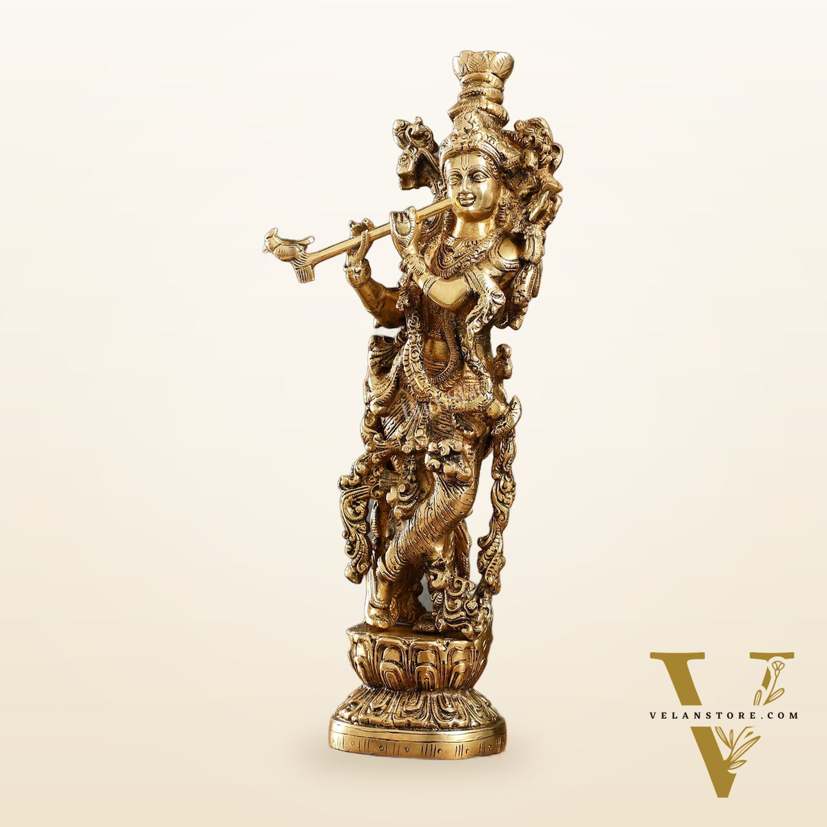 The Brass Krishna Statue - Divine Masterpiece of Lord Krishna | 14 inches