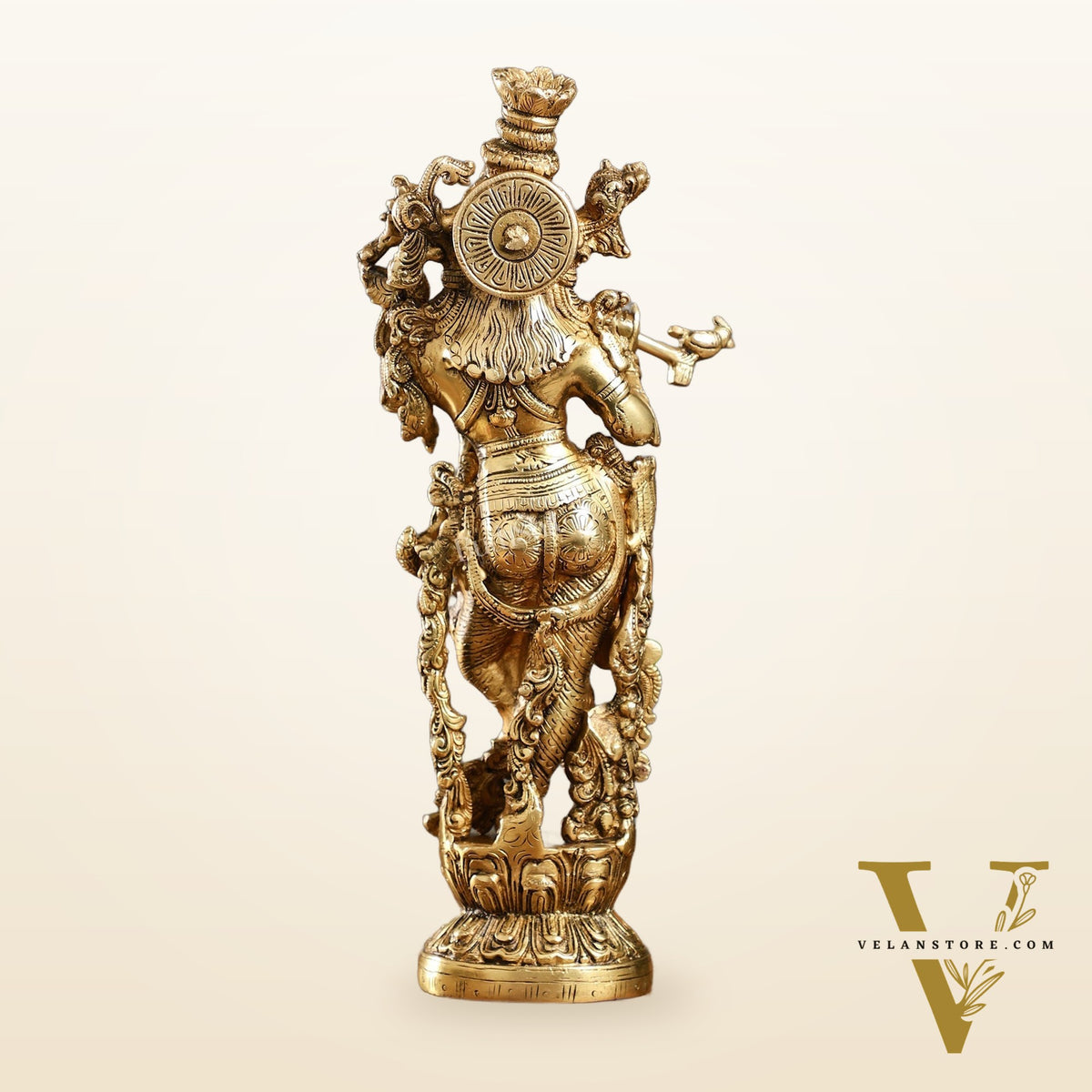 The Brass Krishna Statue - Divine Masterpiece of Lord Krishna | 14 inches