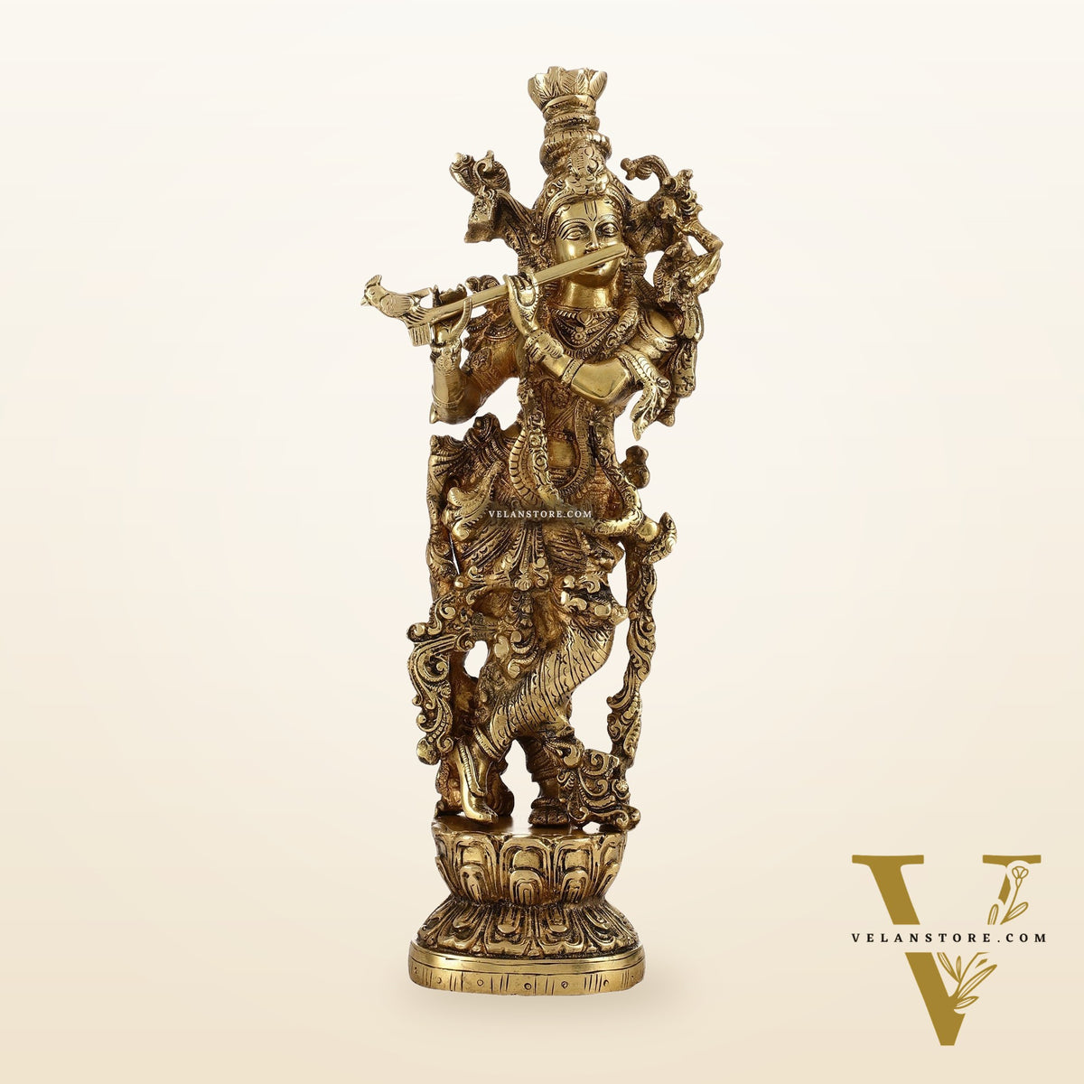 The Brass Krishna Statue - Divine Masterpiece of Lord Krishna | 14 inches