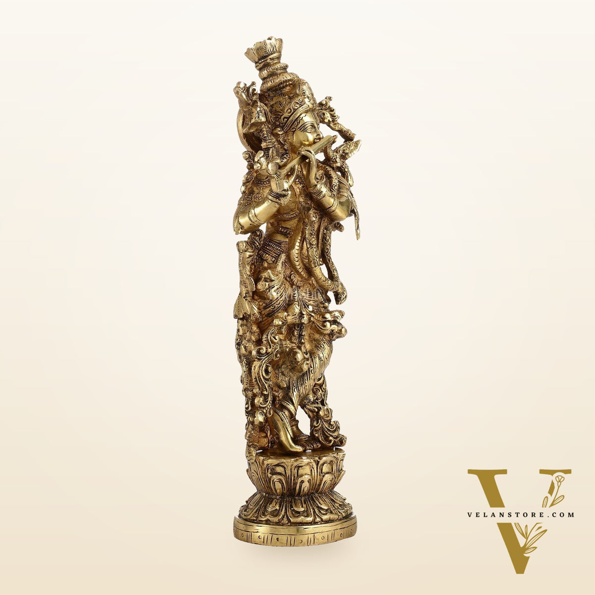 The Brass Krishna Statue - Divine Masterpiece of Lord Krishna | 14 inches