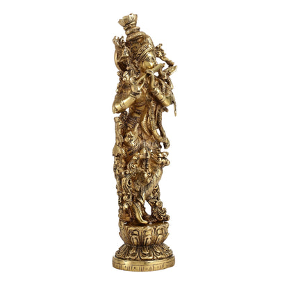The Brass Krishna Statue - Divine Masterpiece of Lord Krishna | 14 inches