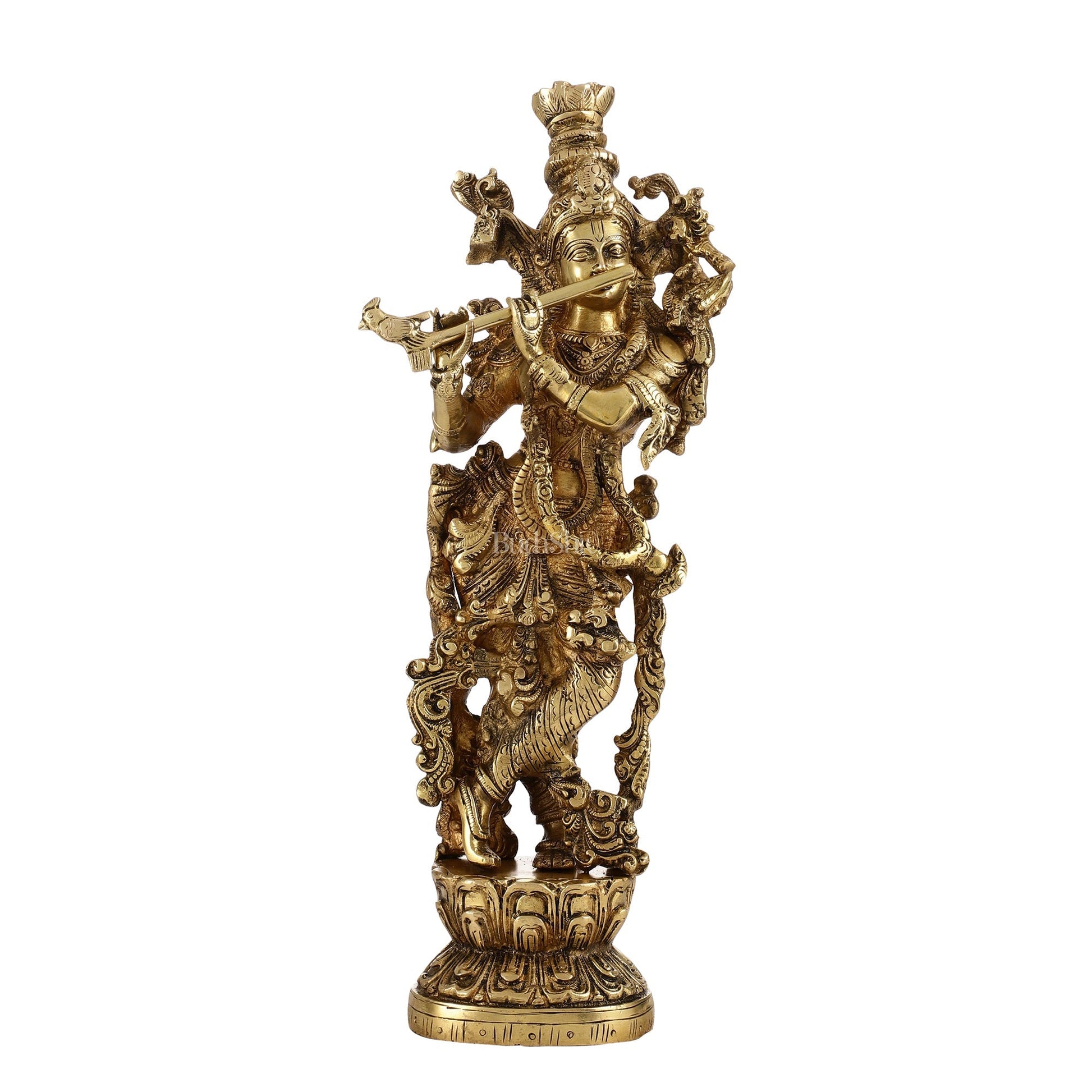The Brass Krishna Statue - Divine Masterpiece of Lord Krishna | 14 inches