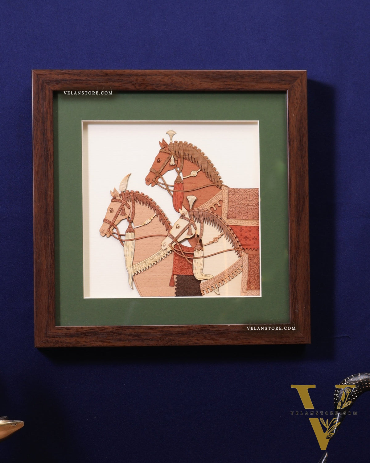 Three Horses | 3D Wooden Wall Hanging Frame with Glass