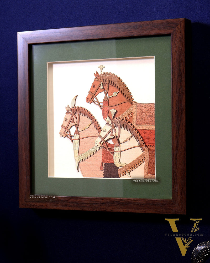 Three Horses | 3D Wooden Wall Hanging Frame with Glass