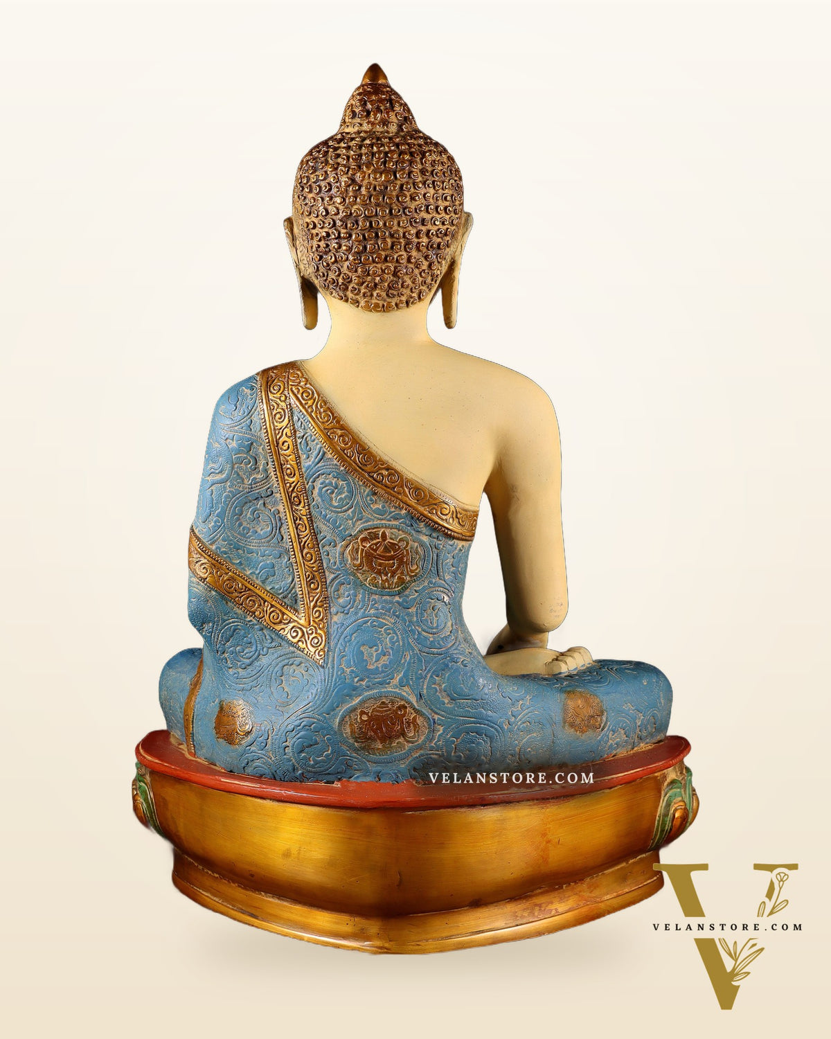 Tibetan Hand-painted Superfine Brass Buddha Statue Nirvana pose | 22"