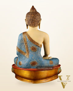 Tibetan Hand-painted Superfine Brass Buddha Statue Nirvana pose | 22"