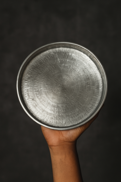 Eeyam (Tin) Plate – Traditional Pure Tin Thattu | 8–12 Inch | Velanstore