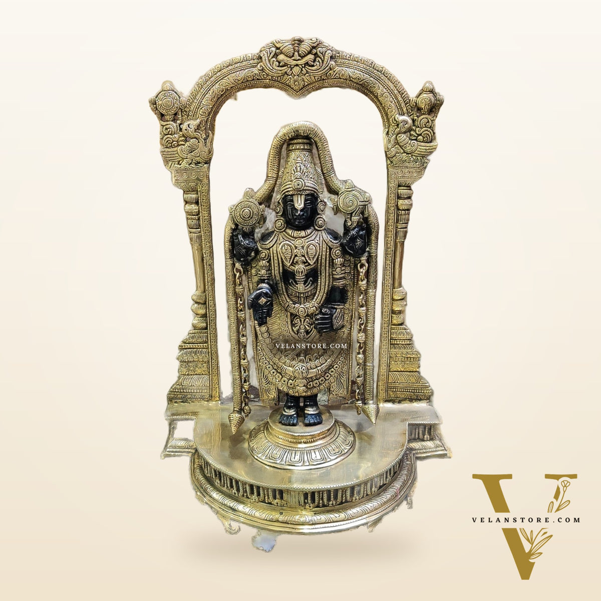 Tirupati Balaji Brass Idol 25 inches Black and Golden
