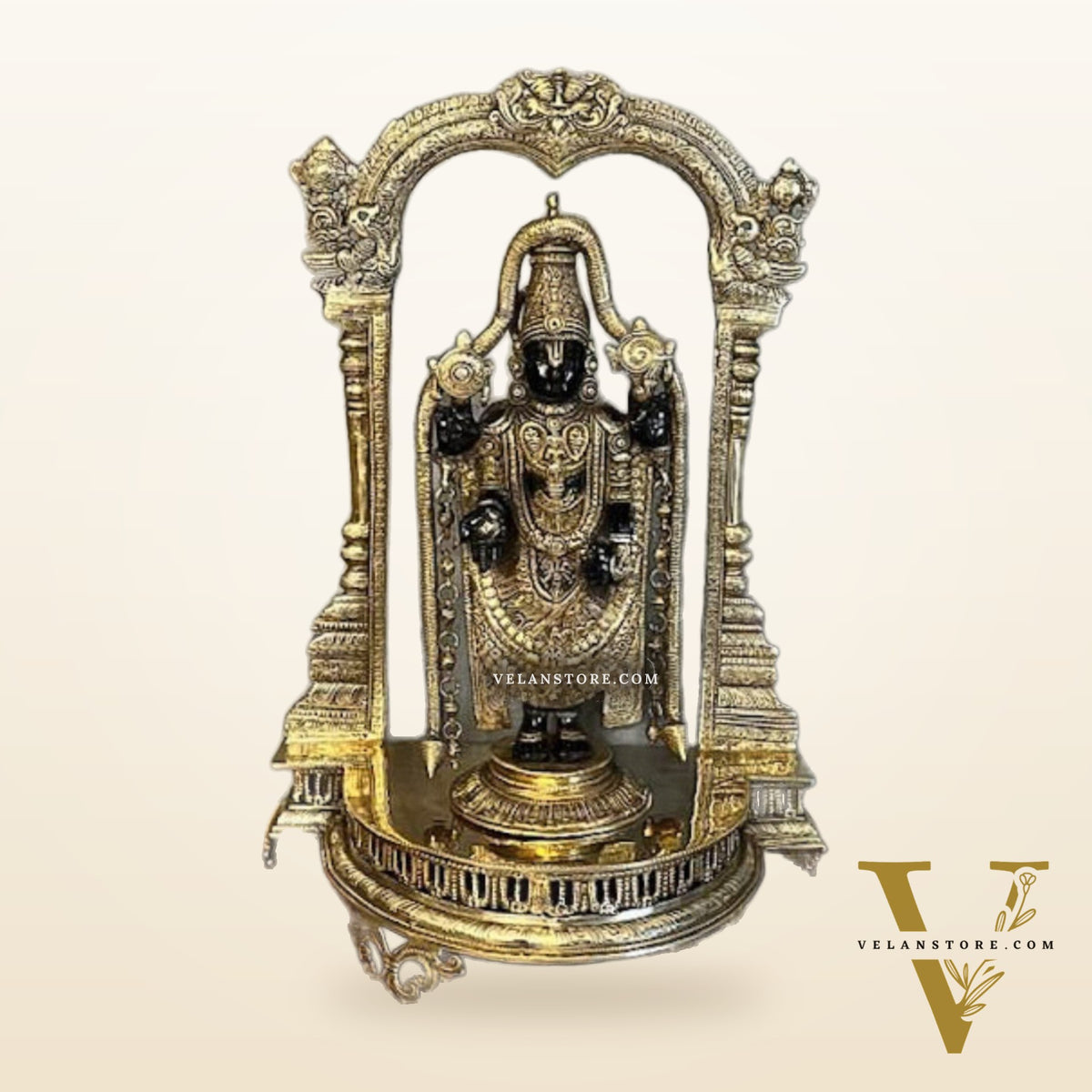 Tirupati Balaji Brass Idol 25 inches Black and Golden