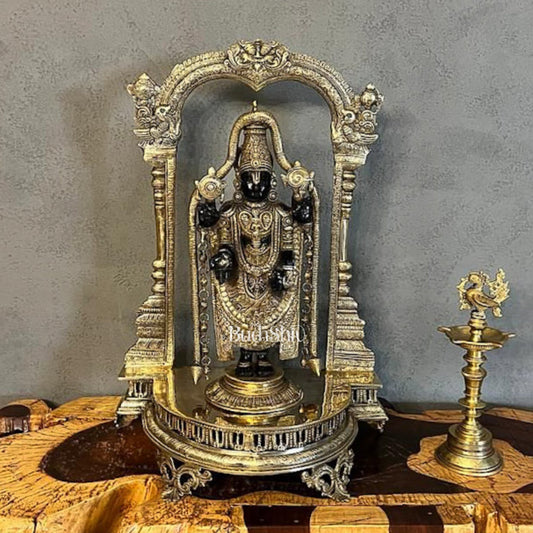 Tirupati Balaji Brass Idol 25 inches Black and Golden