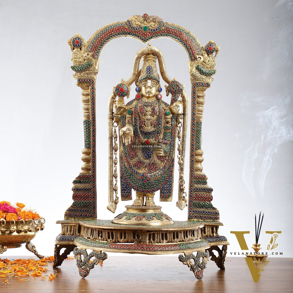 Tirupati Balaji Brass Idol 25 inches with stonework