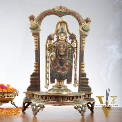 Tirupati Balaji Brass Idol 25 inches with stonework
