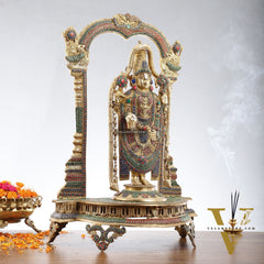 Tirupati Balaji Brass Idol 25 inches with stonework