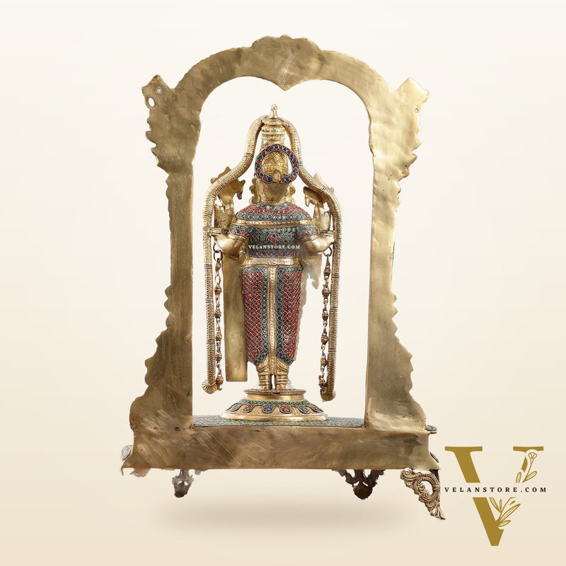 Tirupati Balaji Brass Idol 25 inches with stonework