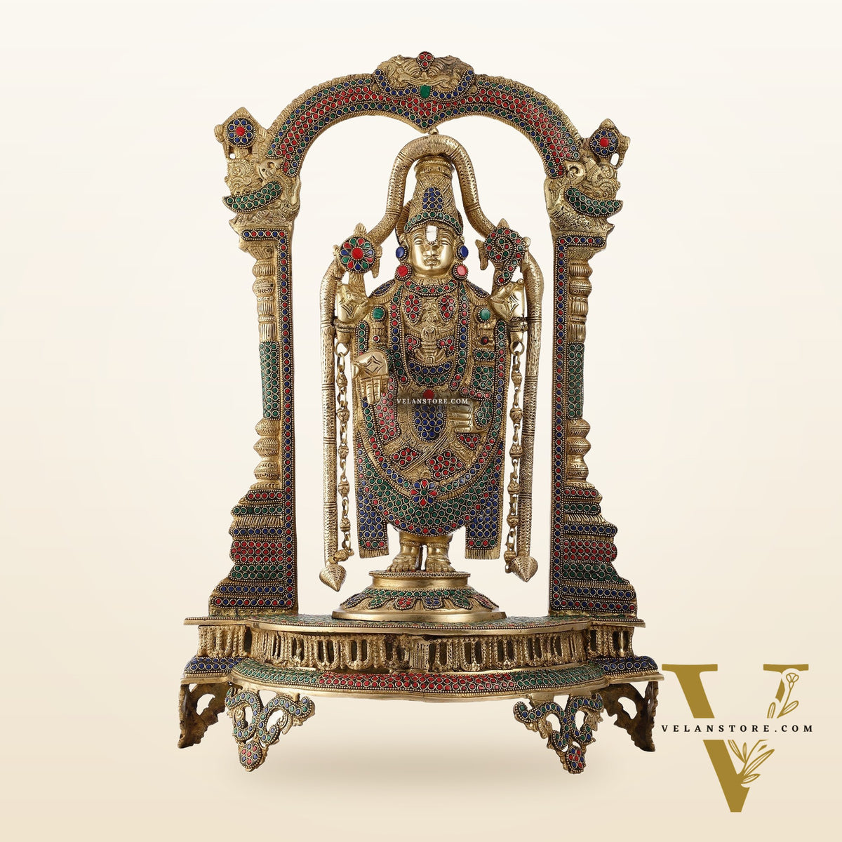 Tirupati Balaji Brass Idol 25 inches with stonework