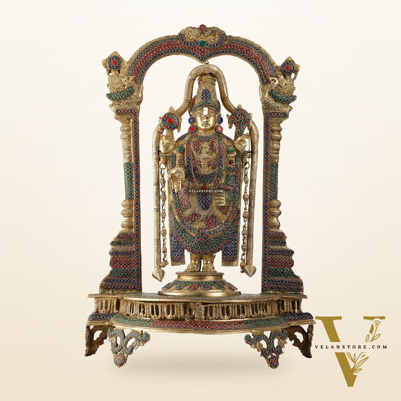 Tirupati Balaji Brass Idol 25 inches with stonework