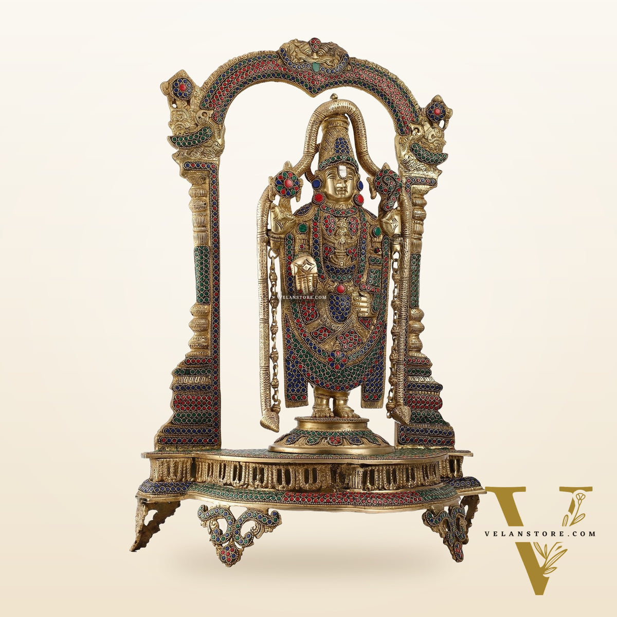Tirupati Balaji Brass Idol 25 inches with stonework