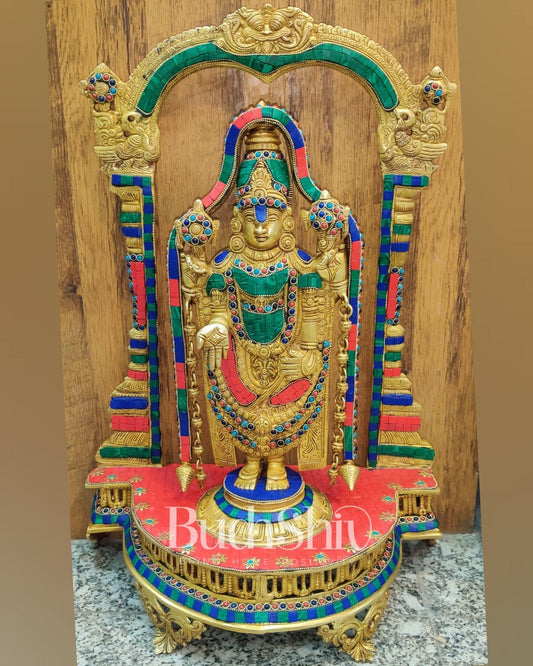 Tirupati Balaji Brass Idol 25 inches with stonework