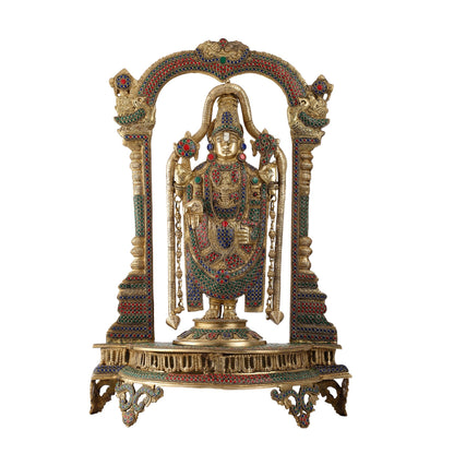 Tirupati Balaji Brass Idol 25 inches with stonework
