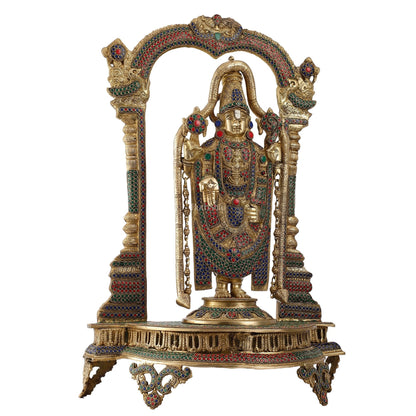 Tirupati Balaji Brass Idol 25 inches with stonework