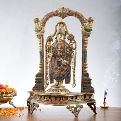 Tirupati Balaji Brass Idol 25 inches with stonework