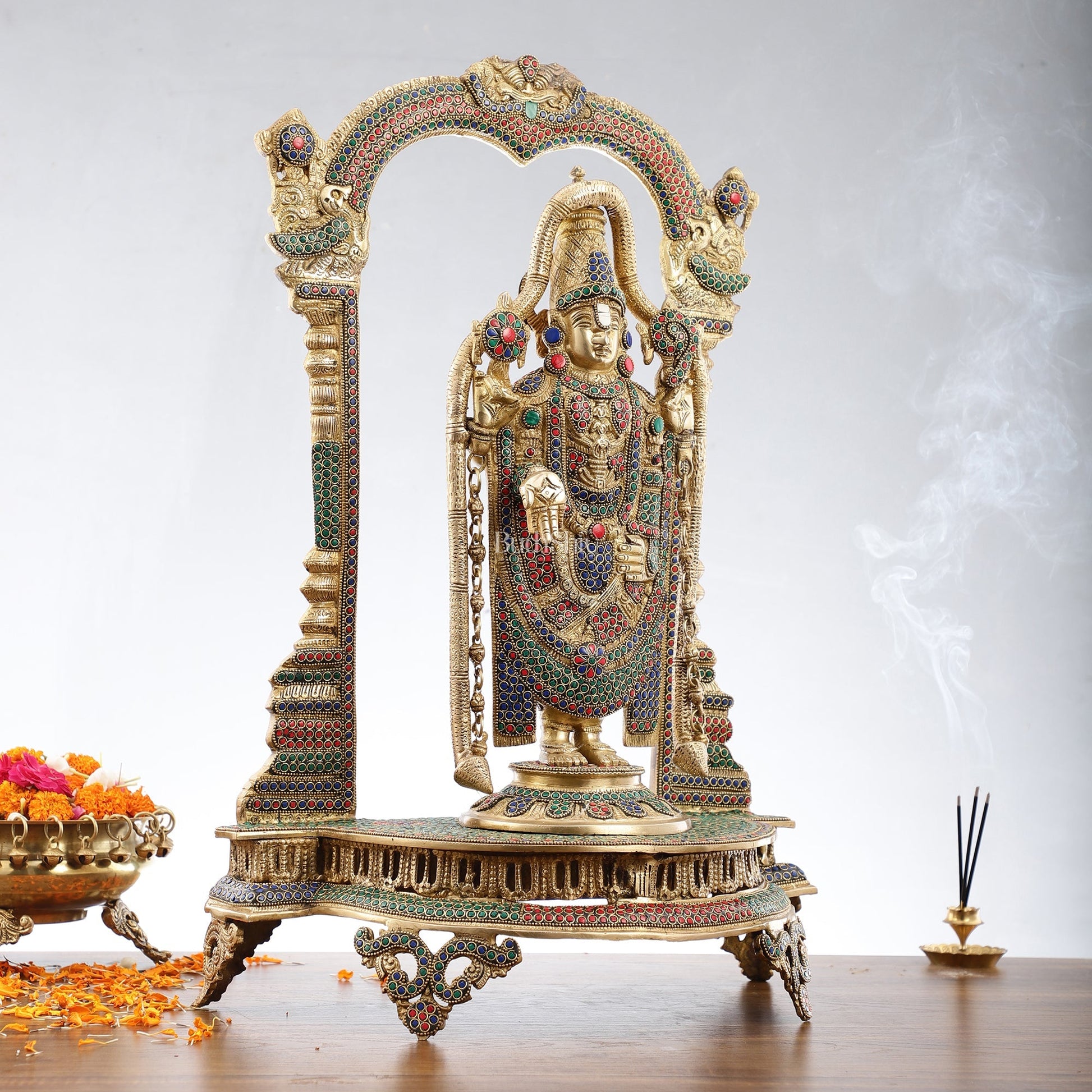 Tirupati Balaji Brass Idol 25 inches with stonework
