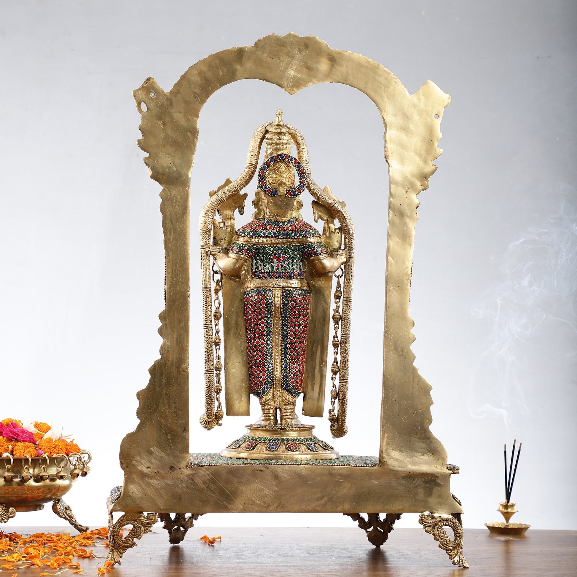 Tirupati Balaji Brass Idol 25 inches with stonework