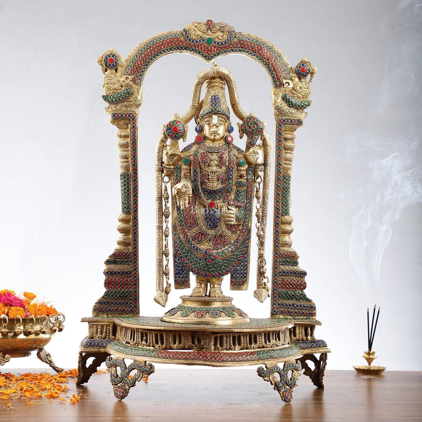 Tirupati Balaji Brass Idol 25 inches with stonework