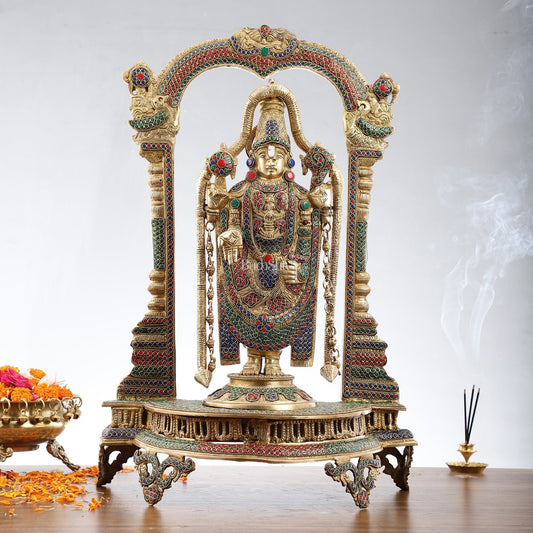 Tirupati Balaji Brass Idol 25 inches with stonework