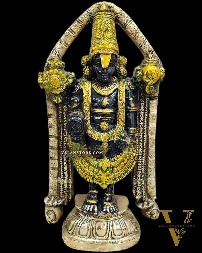 Tirupati Balaji Brass statue 22 inch | Handcrafted in India Black finish