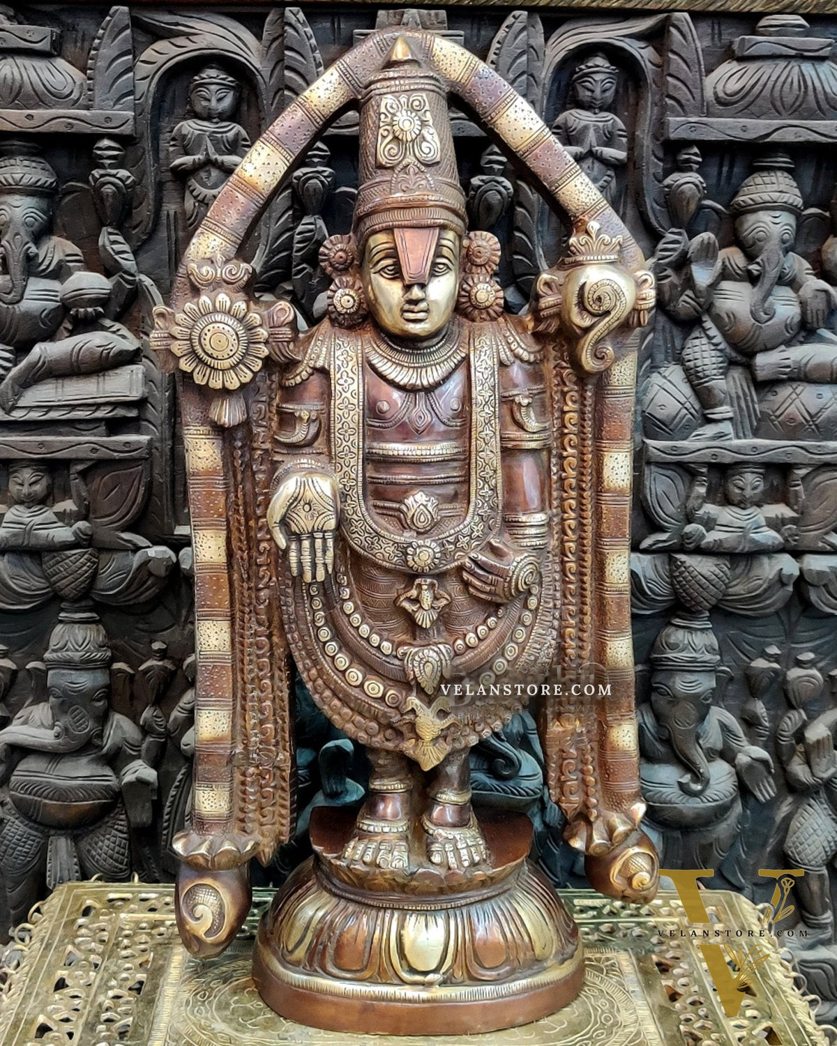 Tirupati Balaji Brass statue 22 inch | Handcrafted in India Brown finish