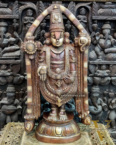 Tirupati Balaji Brass statue 22 inch | Handcrafted in India Brown finish