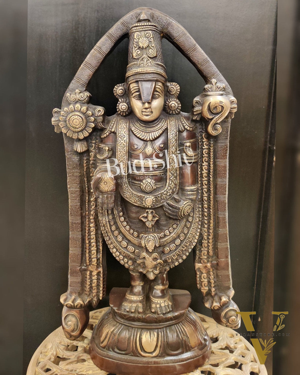 Tirupati Balaji Brass statue 22 inch | Handcrafted in India Brown finish