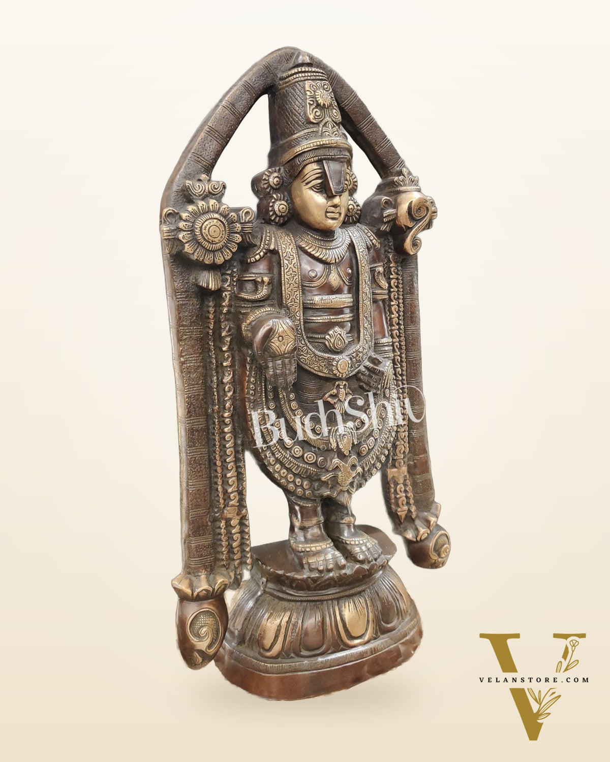 Tirupati Balaji Brass statue 22 inch | Handcrafted in India Brown finish