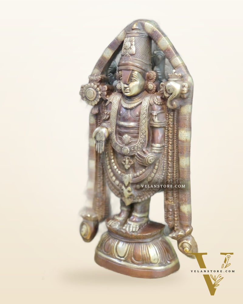 Tirupati Balaji Brass statue 22 inch | Handcrafted in India Brown finish
