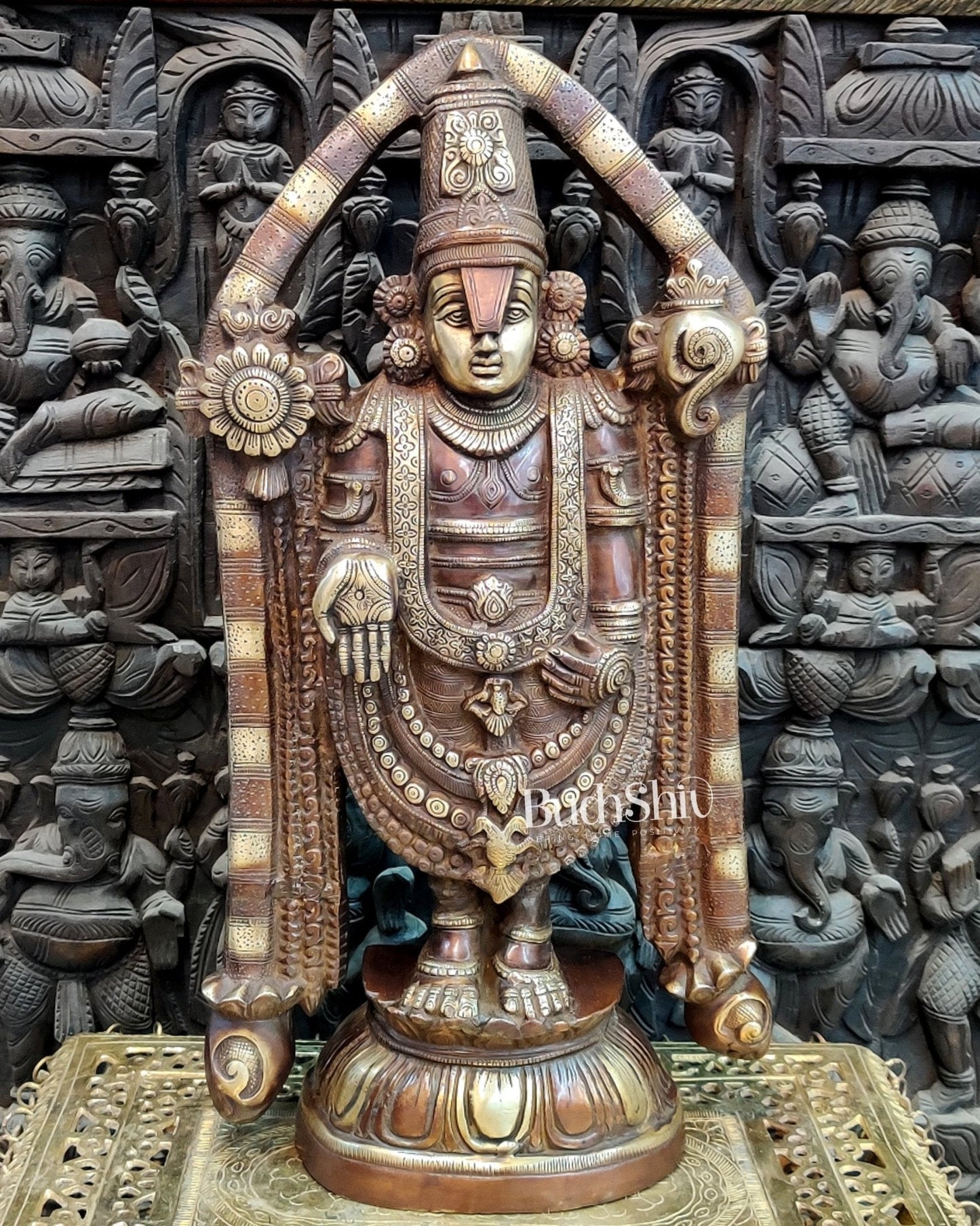 Tirupati Balaji Brass statue 22 inch | Handcrafted in India Brown finish
