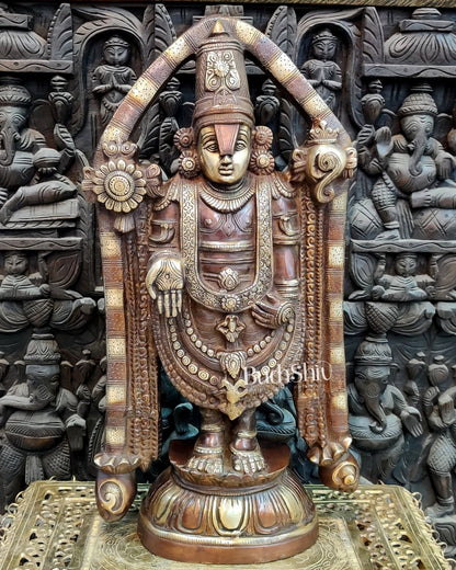 Tirupati Balaji Brass statue 22 inch | Handcrafted in India Brown finish