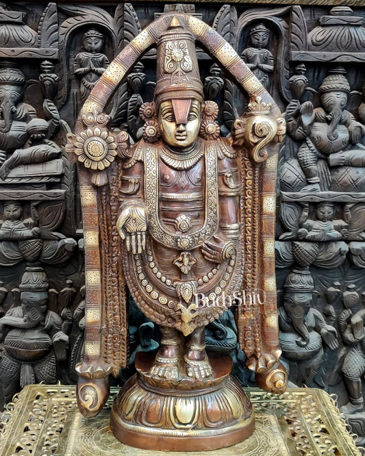 Tirupati Balaji Brass statue 22 inch | Handcrafted in India Brown finish