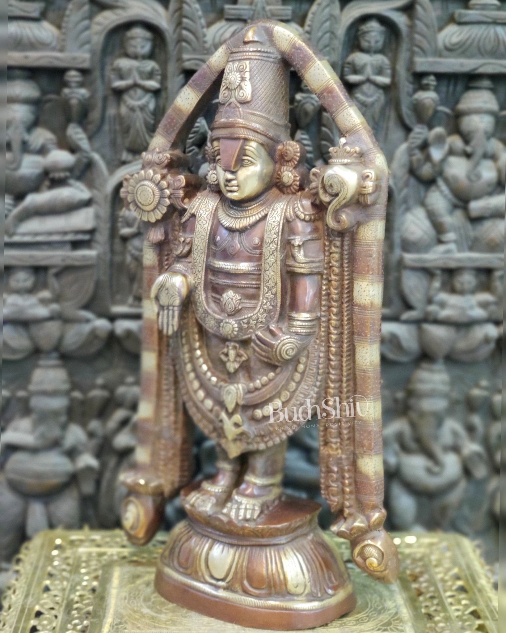 Tirupati Balaji Brass statue 22 inch | Handcrafted in India Brown finish